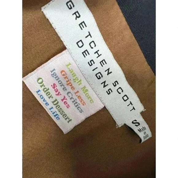 Gretchen Scott Twill Twig Jacket Black Embroidered Button Front Small - Picture 3 of 4